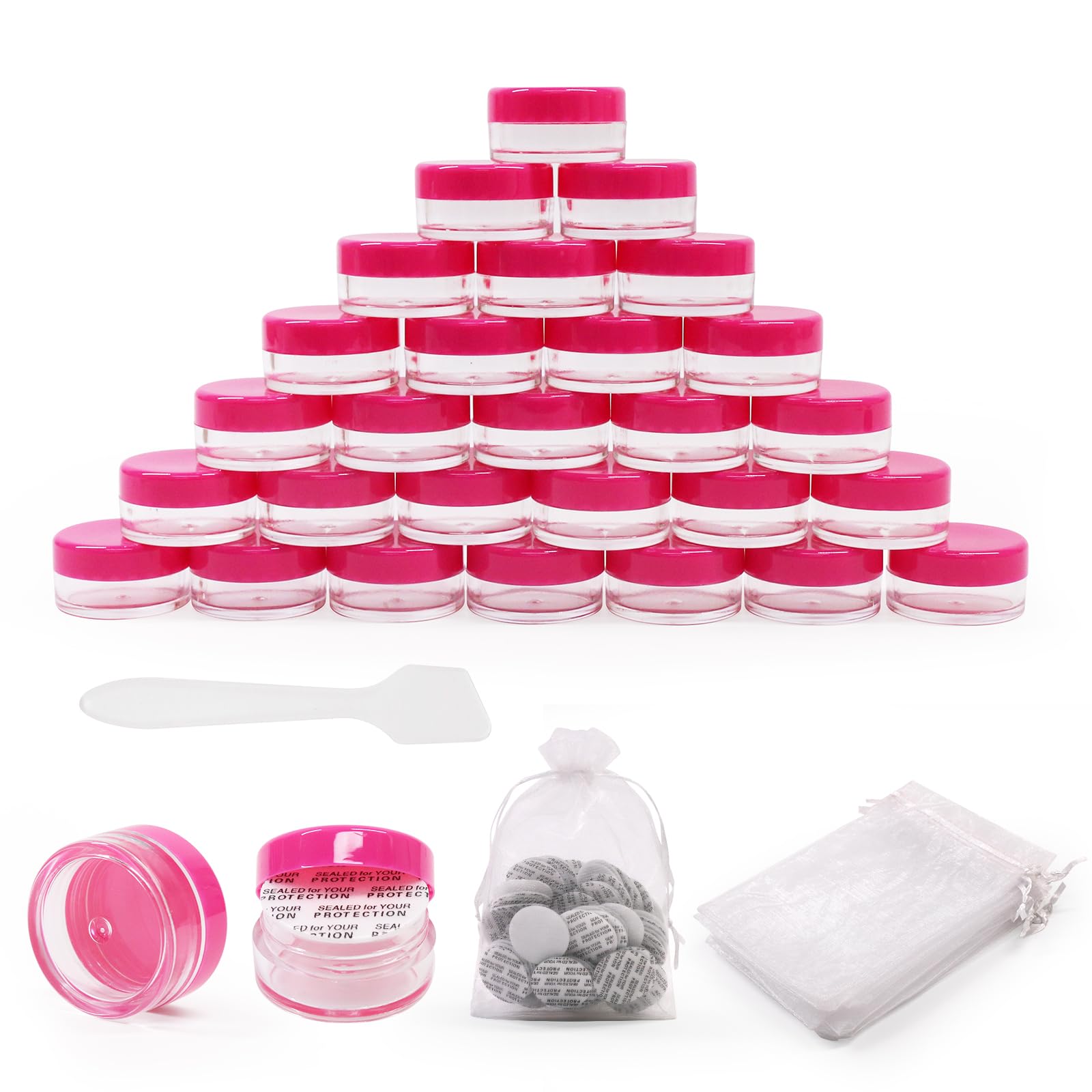 Sumdirect Hot Pink 100Pcs 5Gram Plastic Cosmetic Containers Sample Packing Bottles (Hot Pink)