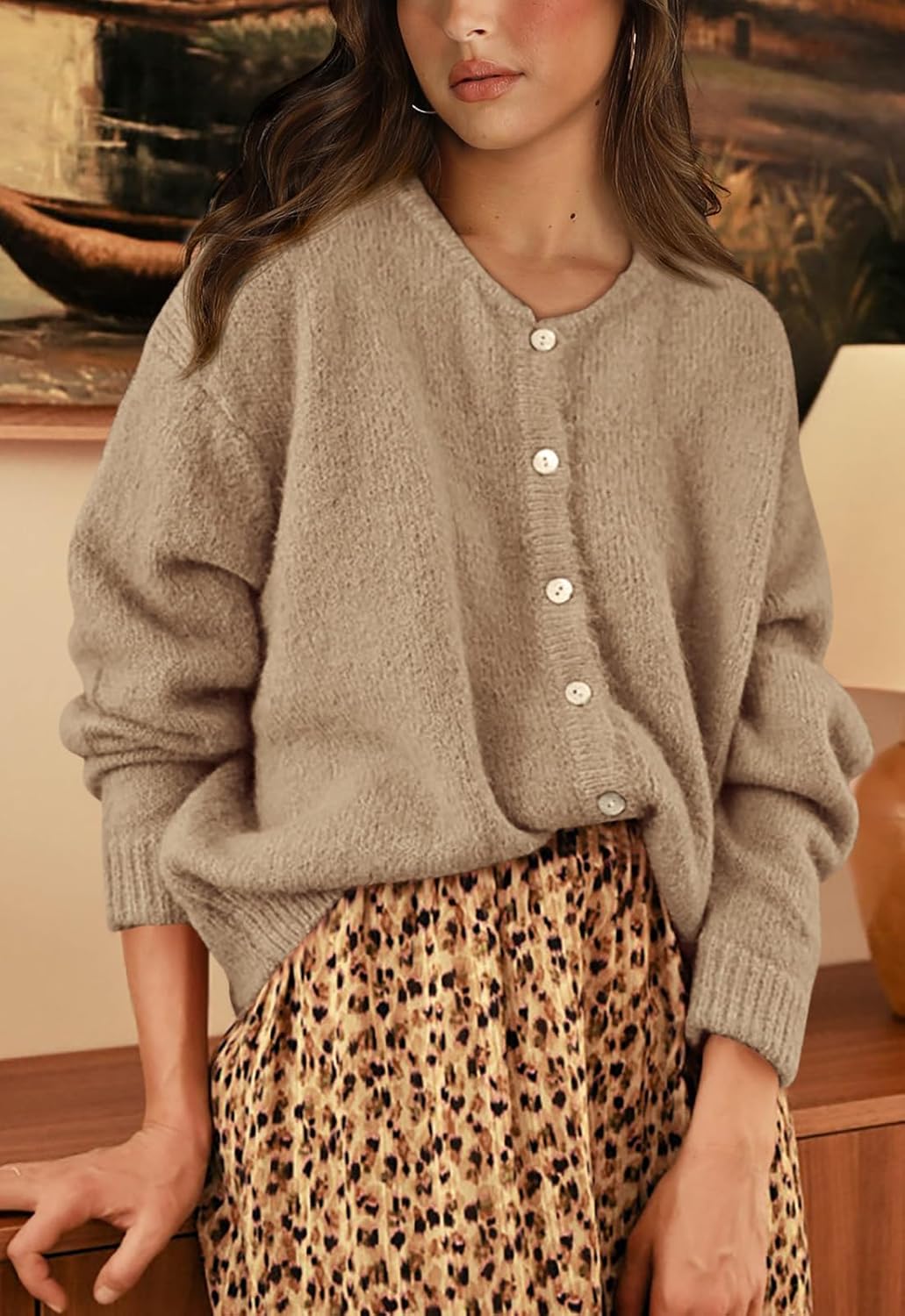 PRETTYGARDEN Long Sleeve Crewneck Button Down Womens Sweaters Spring Open Front Chunky Cardigan Sweaters for Women 2026 - Image 6