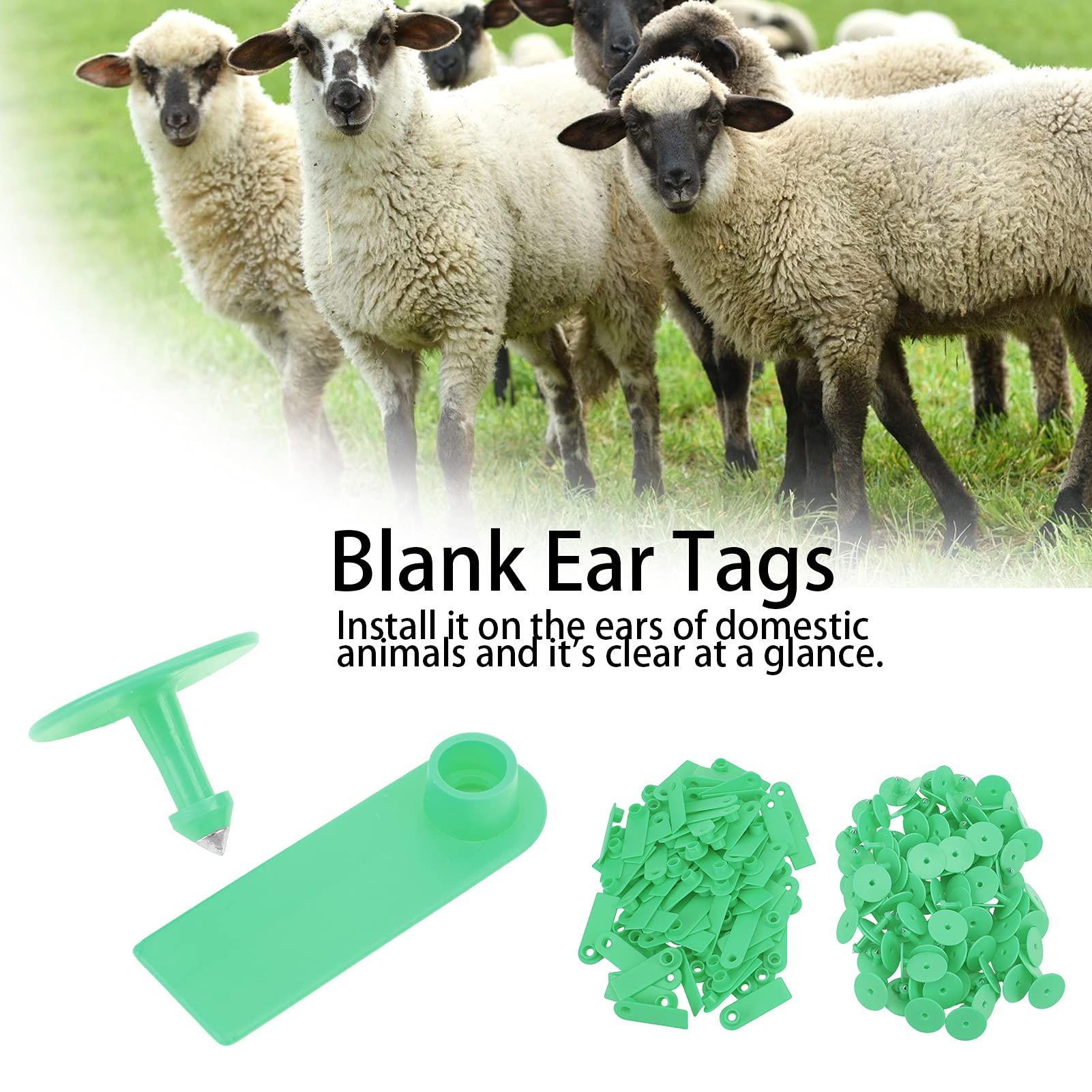 Beufee 100PCS Cattle Ear Tags, TPU Cow Ear Tags Farm Goat Ear Tags Livestock Blank Ear Tags Farm Accessories for Identification Cattle,Sheep Goat, Pig(Green)