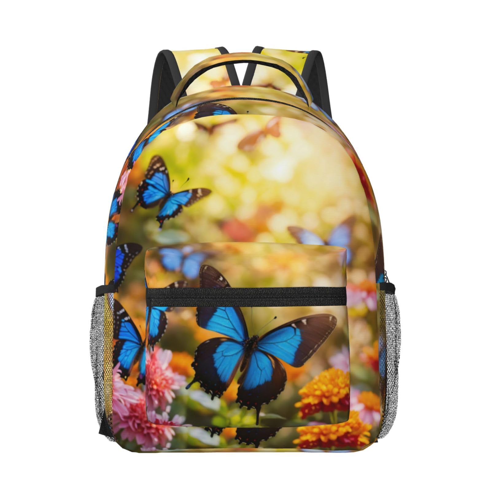 Sac à dos ordinateur EdWal imprimé fleurs bleues et papillon Noir - 6
