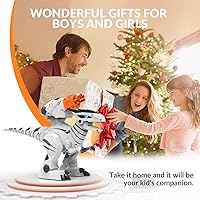 Vista 8 de STEMTRON Robot de dinosaurio de juguete programable de control remoto para niños, dinosaurio robótico interactivo, dinosaurio robo, robot RC