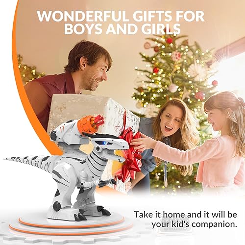 Miniatura 8 de STEMTRON Robot de dinosaurio de juguete programable de control remoto para niños, dinosaurio robótico interactivo, dinosaurio robo, robot RC con