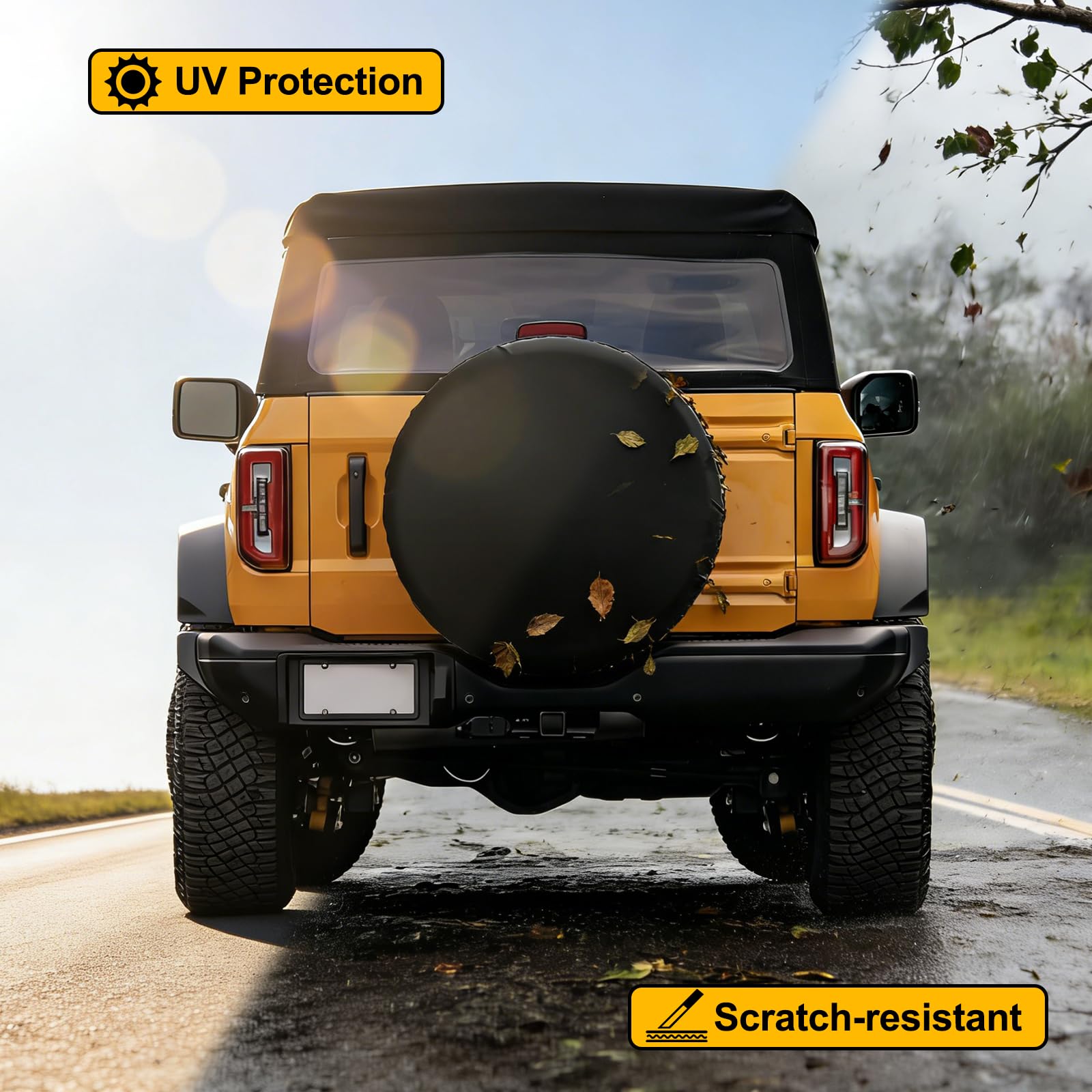 13"-16" Housse de Roue de Secours, Ajustement Universel, en Cuir Souple PVC, imperméable et résistant à la poussière, Sacs de Rangement pour pneus de Jeep, SUV