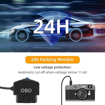 GELRHONR OBD Power Cable for Dash Camera, USB C OBD2 Dashcam Hardwire Kit with Switch Button 24 Hours Surveillance and Acc 2 Mode 11.5FT, for EV Hybrid Fuel Vehicles(Straight USB C Black)