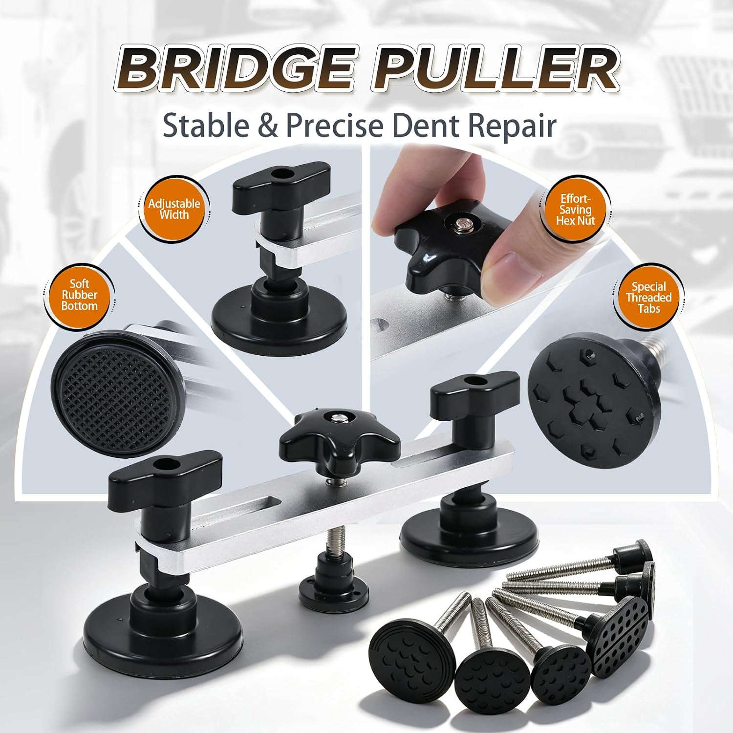 Car Dent Puller Kit, Paintless Dent Removal Kit for Dent Repair, Paintless Dent Repair Kit with Golden Lifter, Bridge Puller, Suction Cup, Dent Remover Tool for Car Refrigerator Door Ding Repair