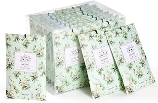 MYARO 20 Pack Jasmine Scented Sachets - Fresh Drawer & Closet Air Freshener Bags, Odor Eliminator for Bathroom, Lingerie Drawers, Car & Travel