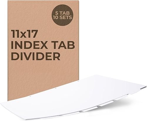 Divisor de pestaña de índice de 11 x 17, 5 pestañas, 10 juegos con agujeros