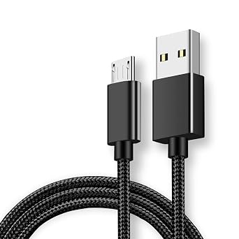 Android Charger Cable, Fast Charging Cable Nylon Braided Micro USB Cable Compatible with Samsung, for HTC, for Nokia, for Sony,for Motorola and More-Black 2M