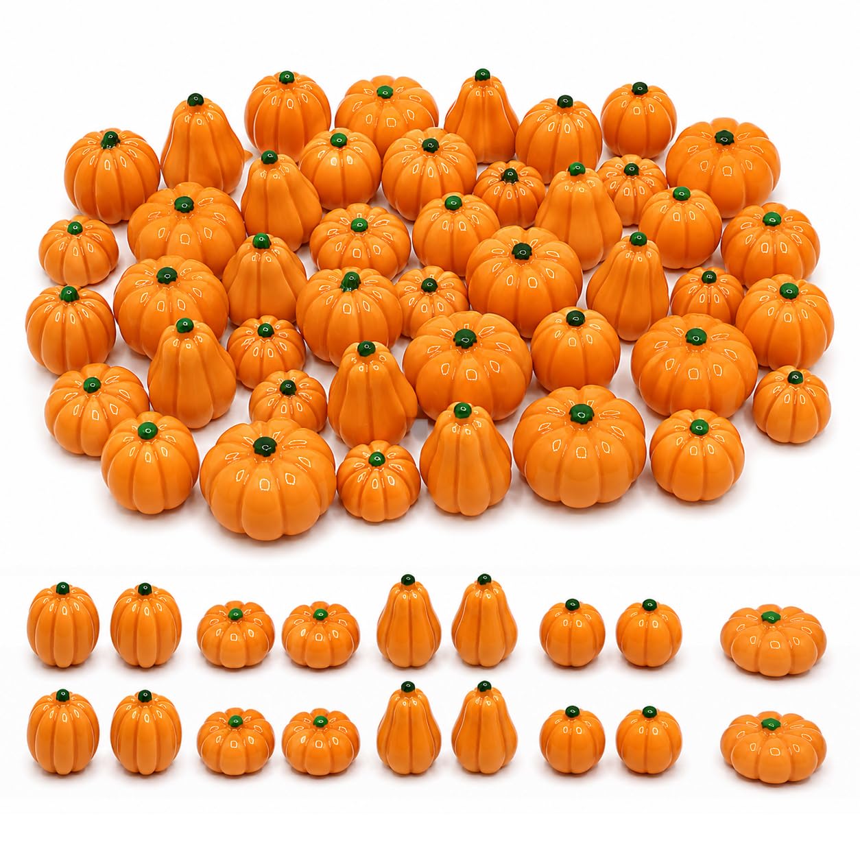 50Pcs Miniature Resin Pumpkins Bulk Mini Artificial Halloween Decor