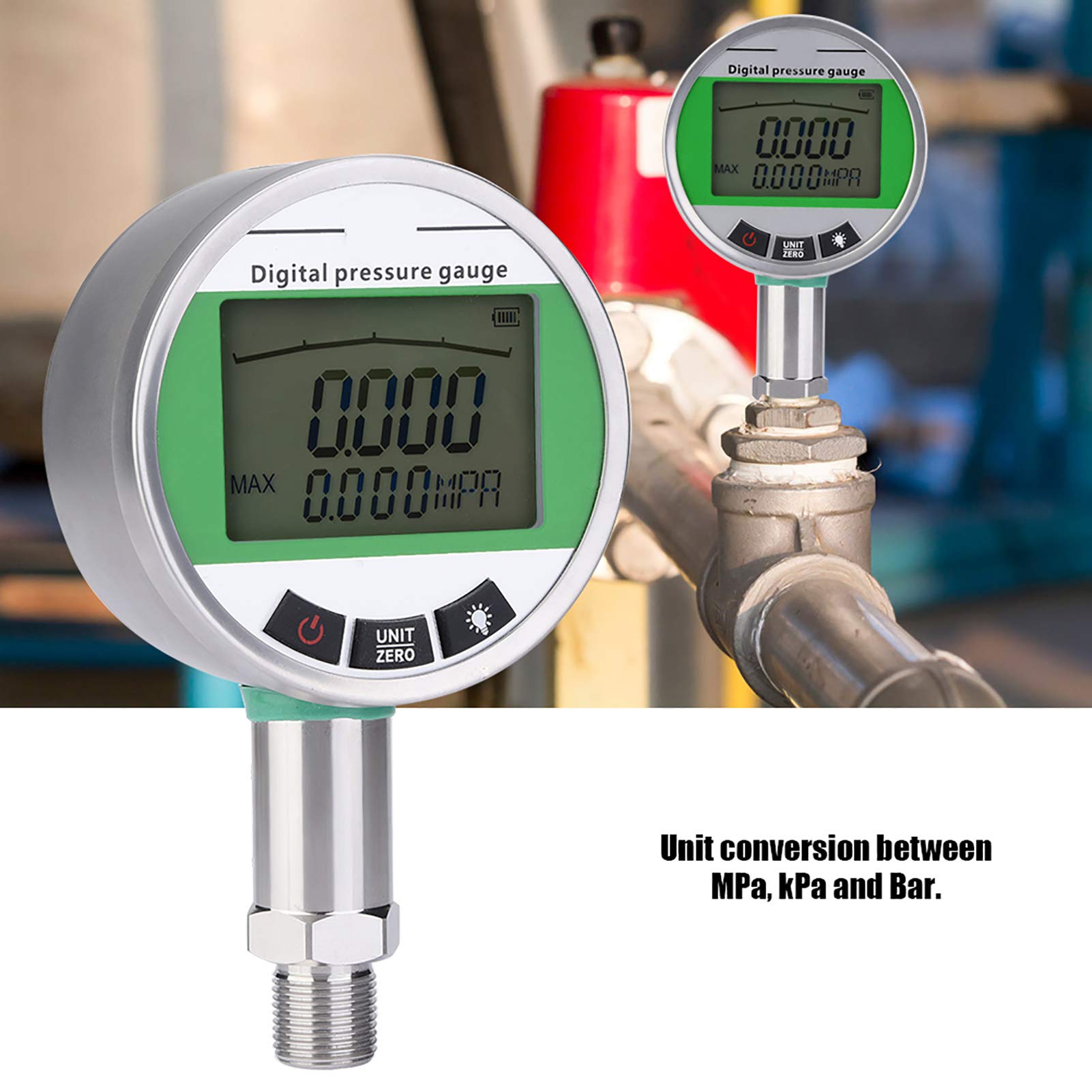 Manómetro digital de medición de presión medidor de presión digital de presión hidráulica indicador de presión de transmisión remota para gas aceite agua con conector 0-1.6MPA M20 x 1,5 mm