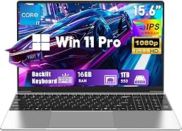 FUNYET Ordinateur Portable, 2026 Nouvel PC Portable 15,6 Pouces, 16 Go de RAM, 1 to de SSD,Laptop Core i7-7600U, IPS FHD 1920 * 1080, 6000 mAh, Clavier rétroéclairé