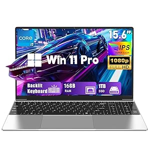 FUNYET Ordenador Portátil, PC Laptop de 15,6 Pulgadas Laptop, 16GB RAM 1TB SSD, Portátil Core i7-7600U, IPS FHD 1920 * 1080 Notebook,6000 mAh,Supports TF Card, Backlit Keyboard,180°Open - Oferta en Dispositivos Amazon y accesorios