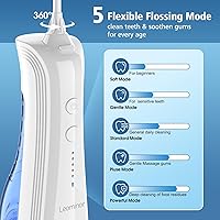 Vista 2 de Leominor Water Dental Flosser - 5 Modes Cordless Portable Oral Irrigator, IPX7 Waterproof, Rechargeable Teeth Cleaner Upgrade Datchable Tank