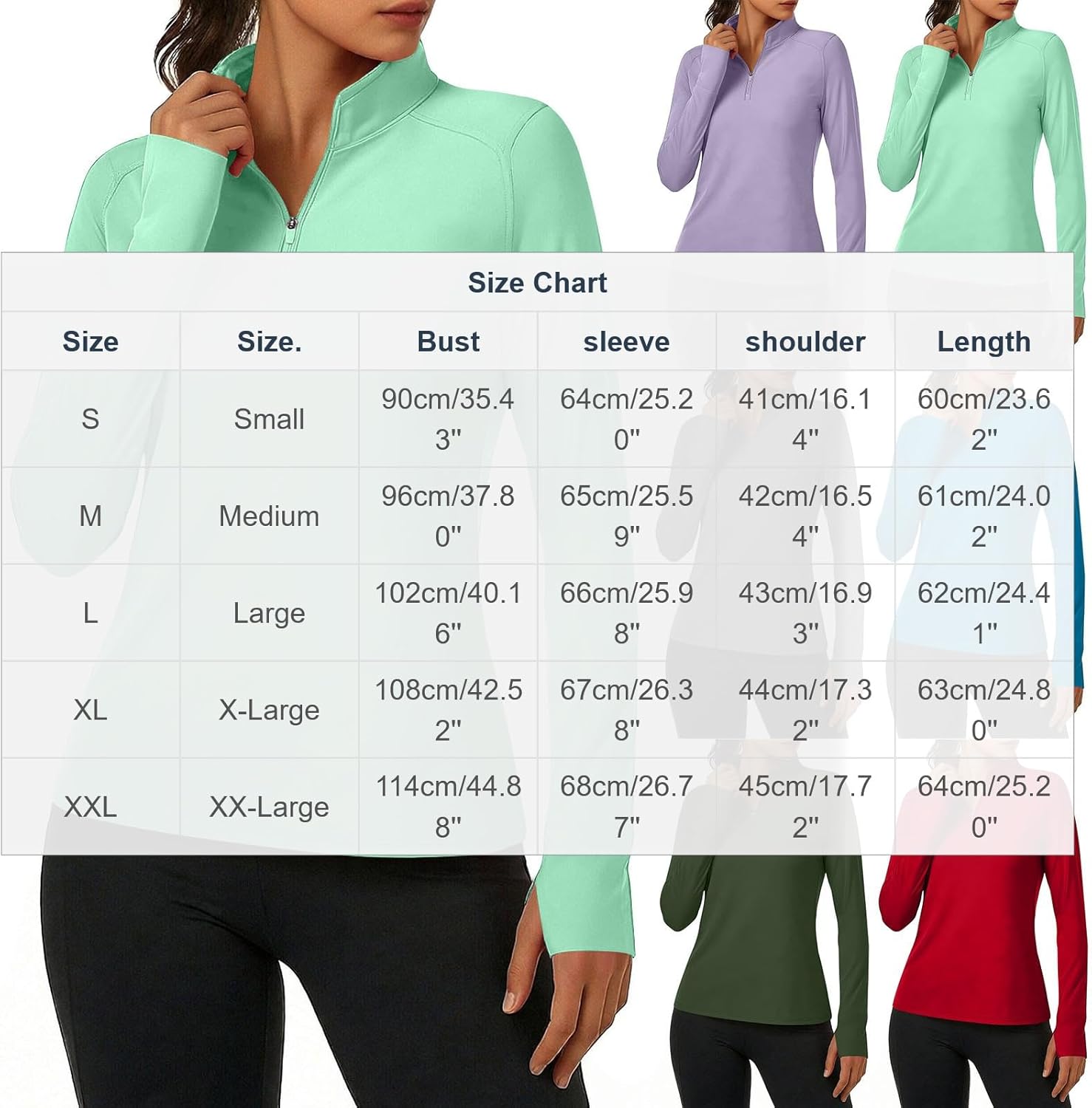 Golf Shirts for Woman Quarter Zip Pullover Sun Shirt UV Protection Long Sleeve Tops Quick Dry Top with Thumb Holes