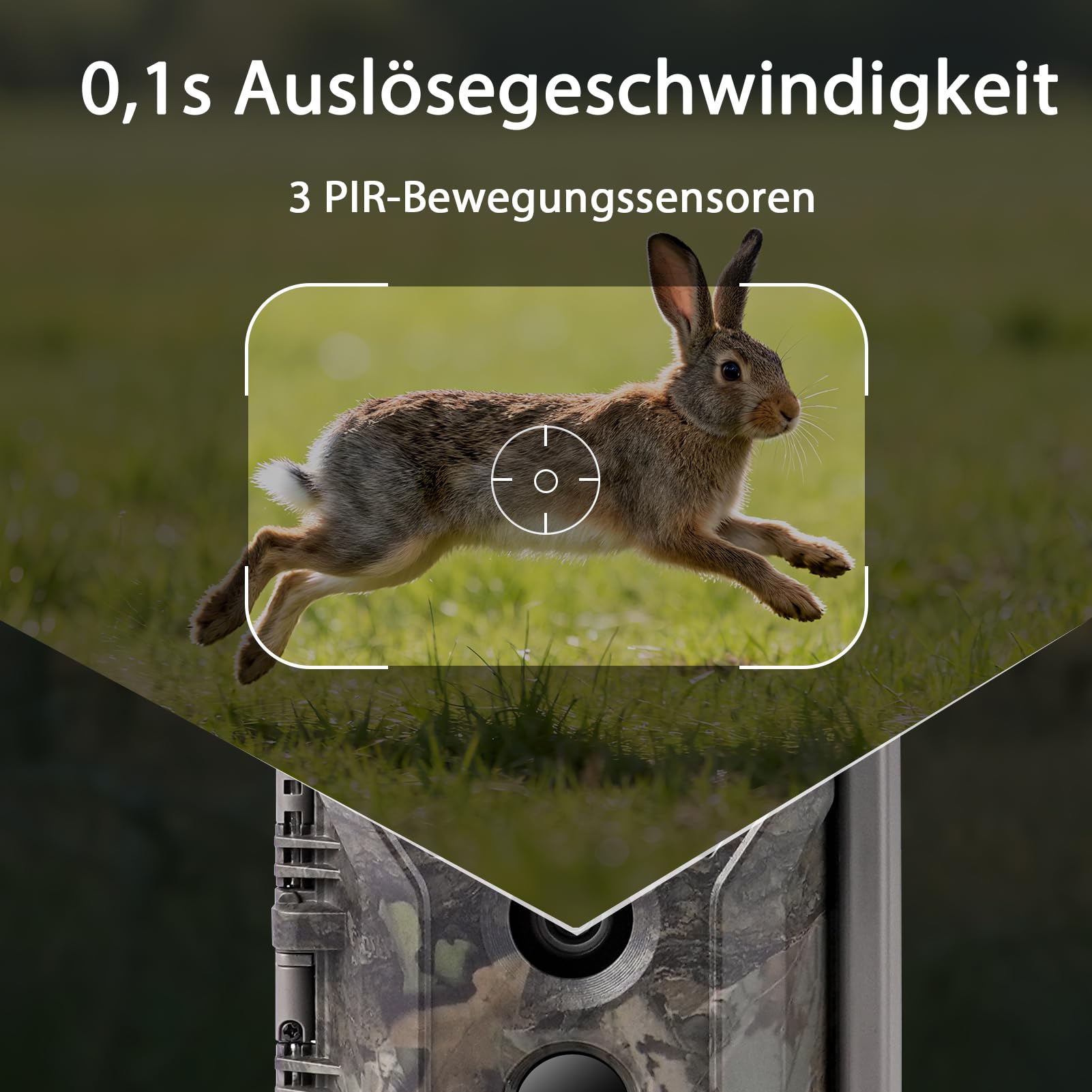 Meidase P300 Wildkamera, WiFi Bluetooth 50m Verbindungsreichweite, Dual Antenne, 64mp 1296p, Nachtsehen, Bewegungsaktivierung, Ip66 Wasserdicht, App Übertragung, Außenüberwachung