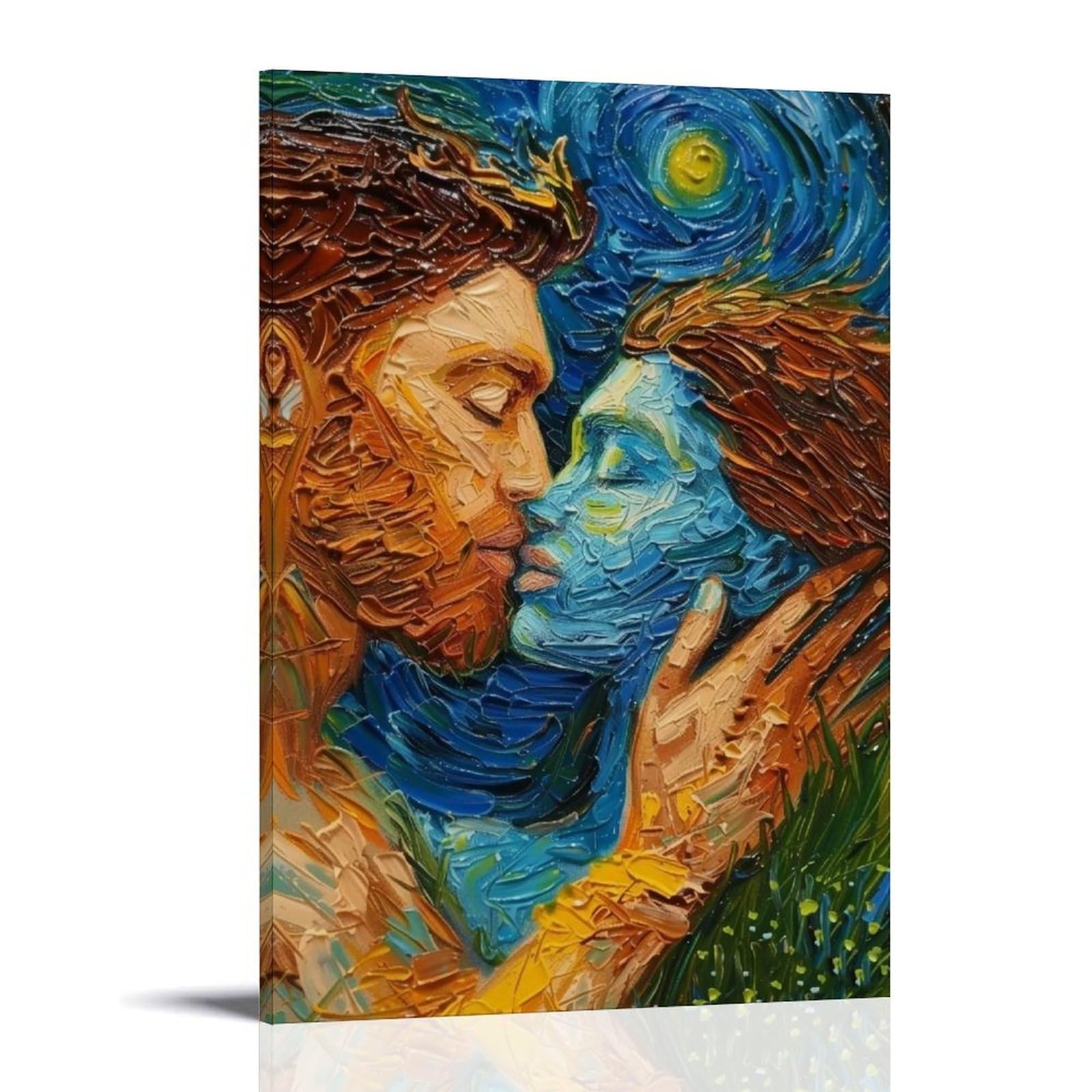 MGHTGRWE Starry Embrace 04 Poster Wall Art Canvas Vintage Aesthetic Painting Decor for Rooms 20x30inch Frame-style