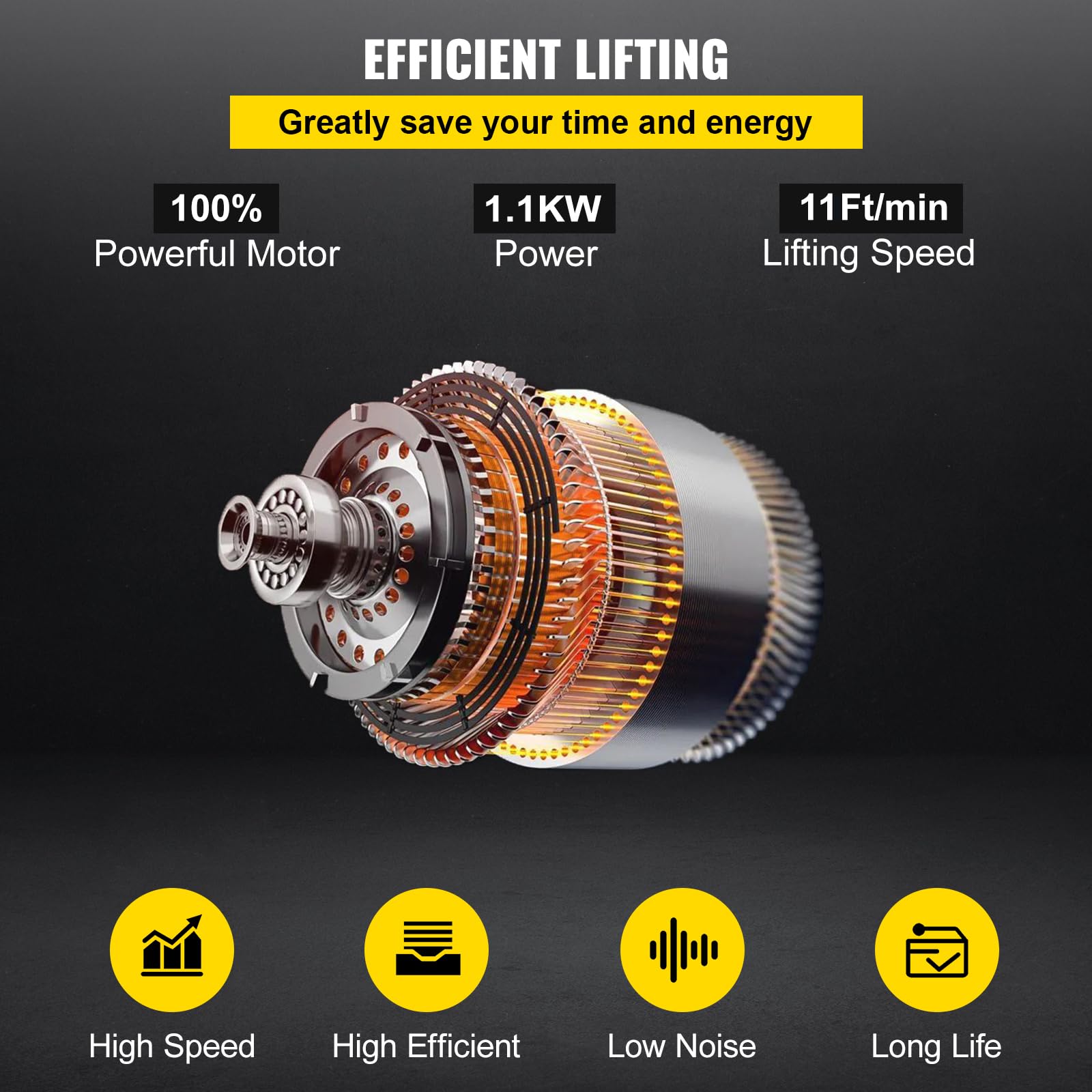 VEVOR Elektryczny wciągarka łańcuchowa, udźwig 1 T, wysokość podnoszenia 4 m, wciągarka linowa, 1-fazowa elektryczna wciągarka z łańcuchem G80, pilot zdalnego sterowania kablem 3,3 m, idealny do