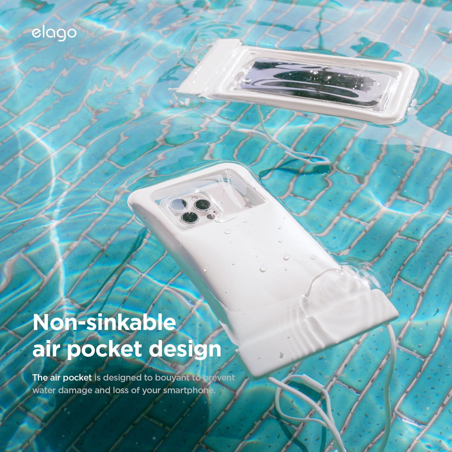 elago Waterproof Phone Pouch, Floating Dry Bag for iPhone & Galaxy | for iPhone All Series, Galaxy All Series - Underwater Screen Touchable, Dual Zipper Lock, Card Pocket (Lovely Pink)