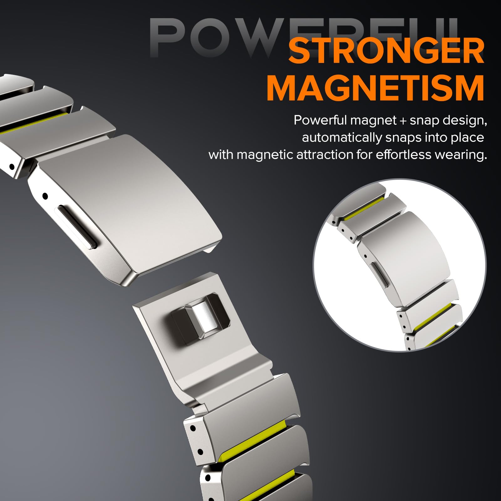 FULLIFE Bracelet magnétique en titane et silicone pour Apple Watch Ultra
