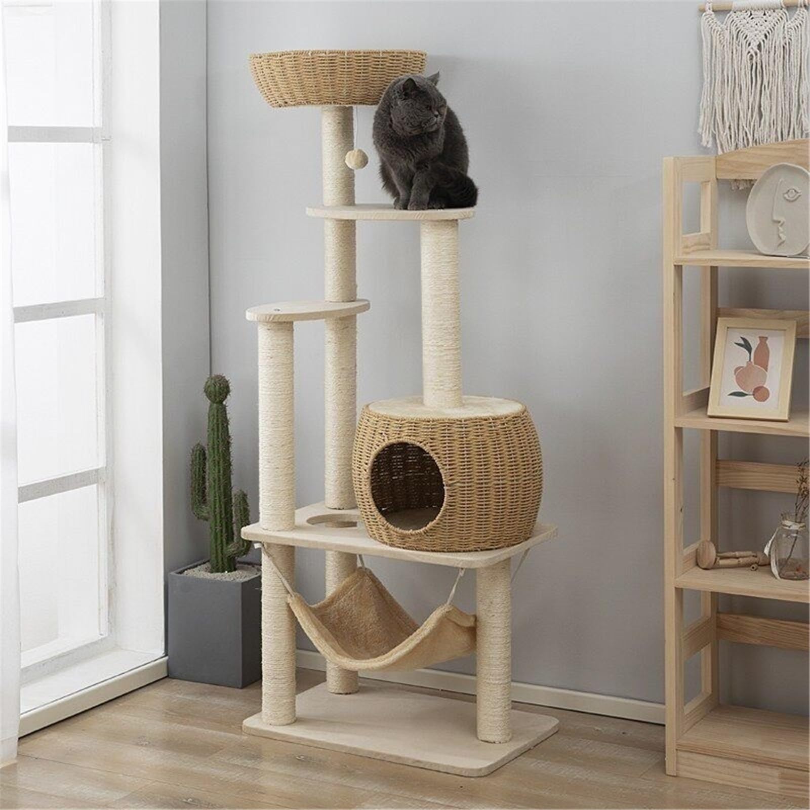 Torre dell'albero del gatto Torre for gatti multi-livello con posatoi superiori Condominio for grande grotta