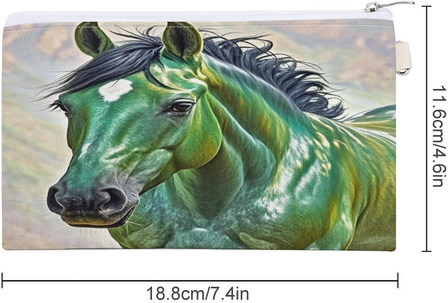 Green Horse Coin Purse Coin Pouch with Zipper for Men Women Portable Change Wallet Canvas Coin Bag