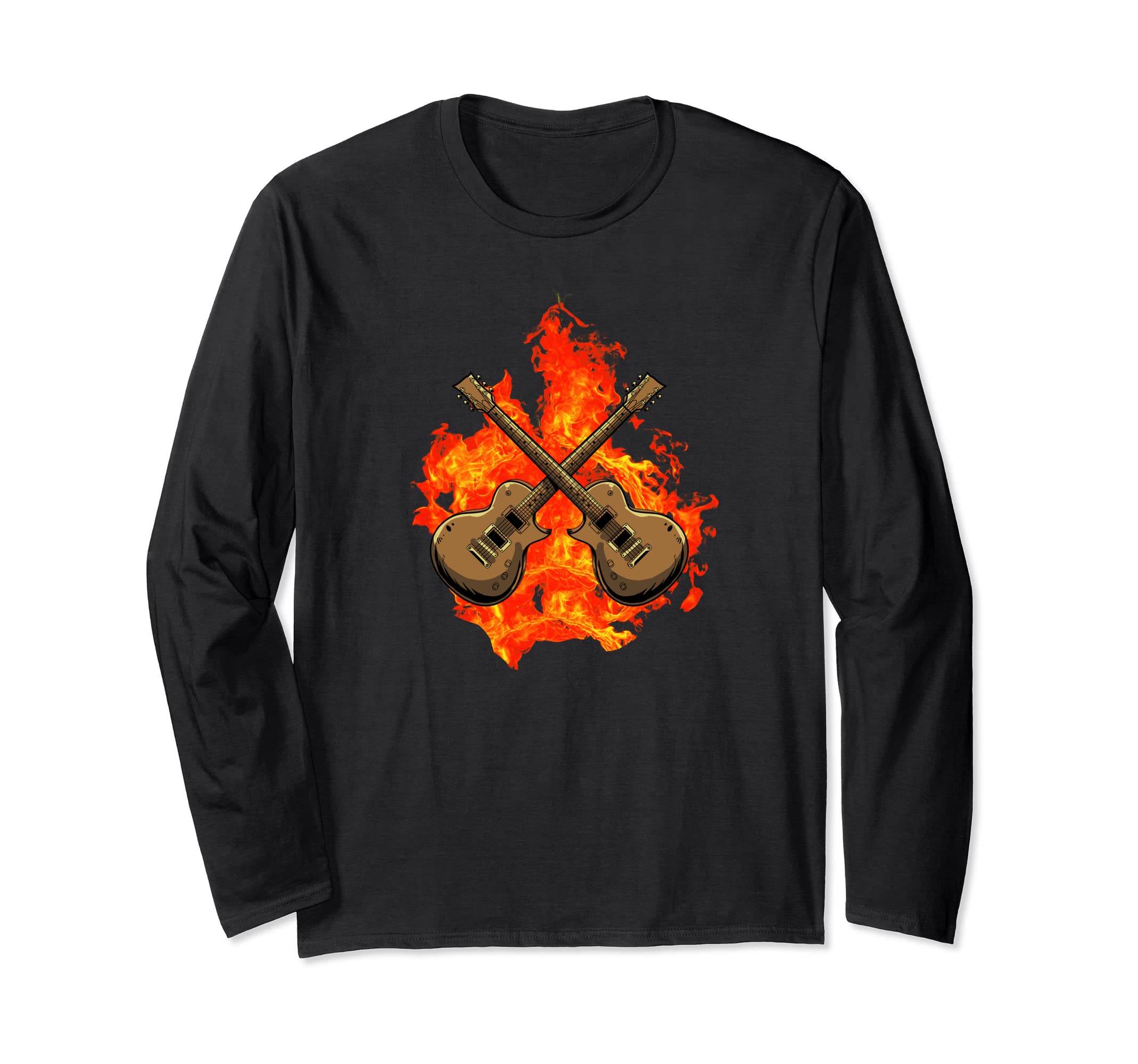 Electric Guitar Musician - E-Guitar Flames Rock Guitarist Long Sleeve T-Shirt