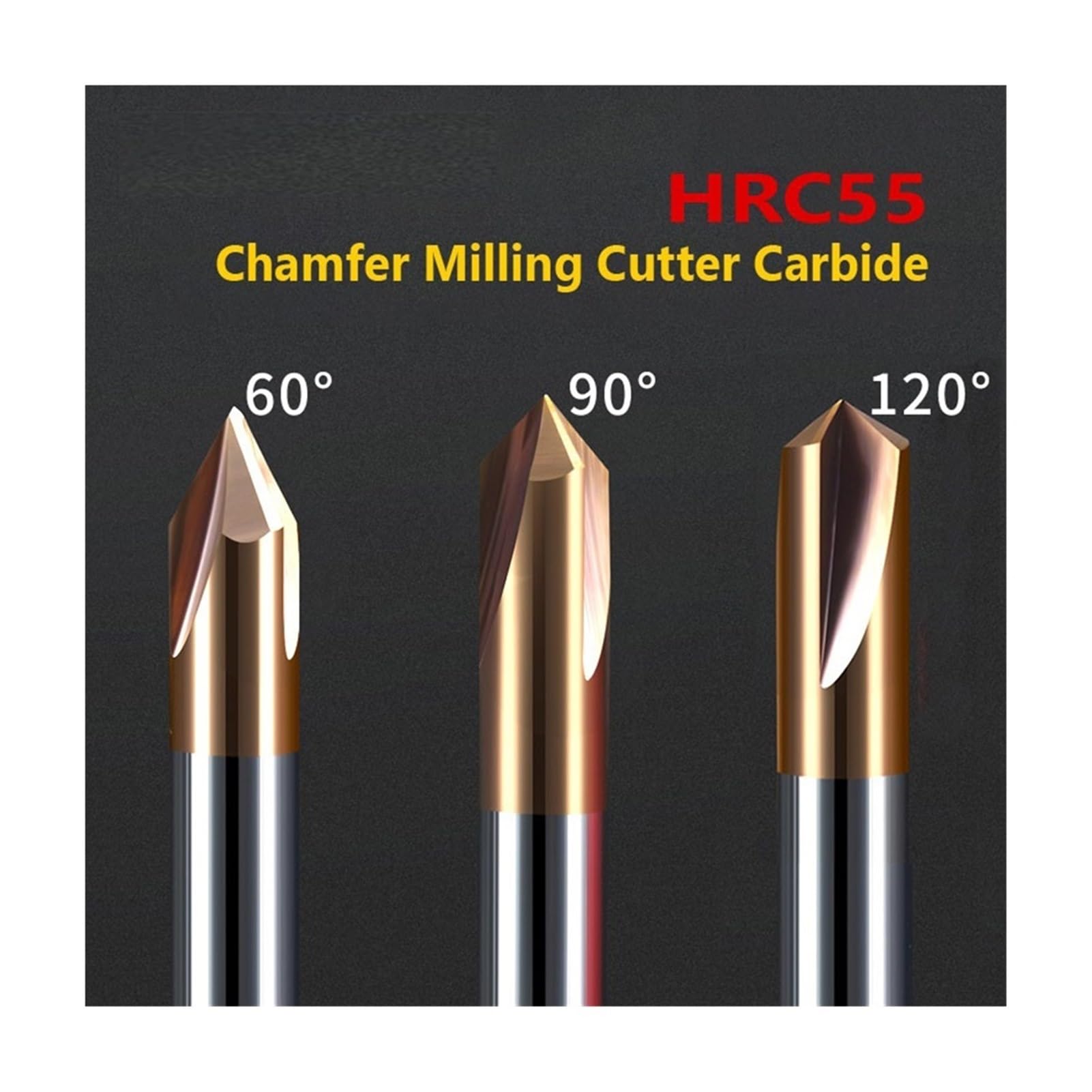 Fresa A Smusso In Carburo Di Tungsteno - 60/90/120 Gradi, Per CNC, Alluminio E Rame, 6.0x90°x50Lx3F - Foto 2