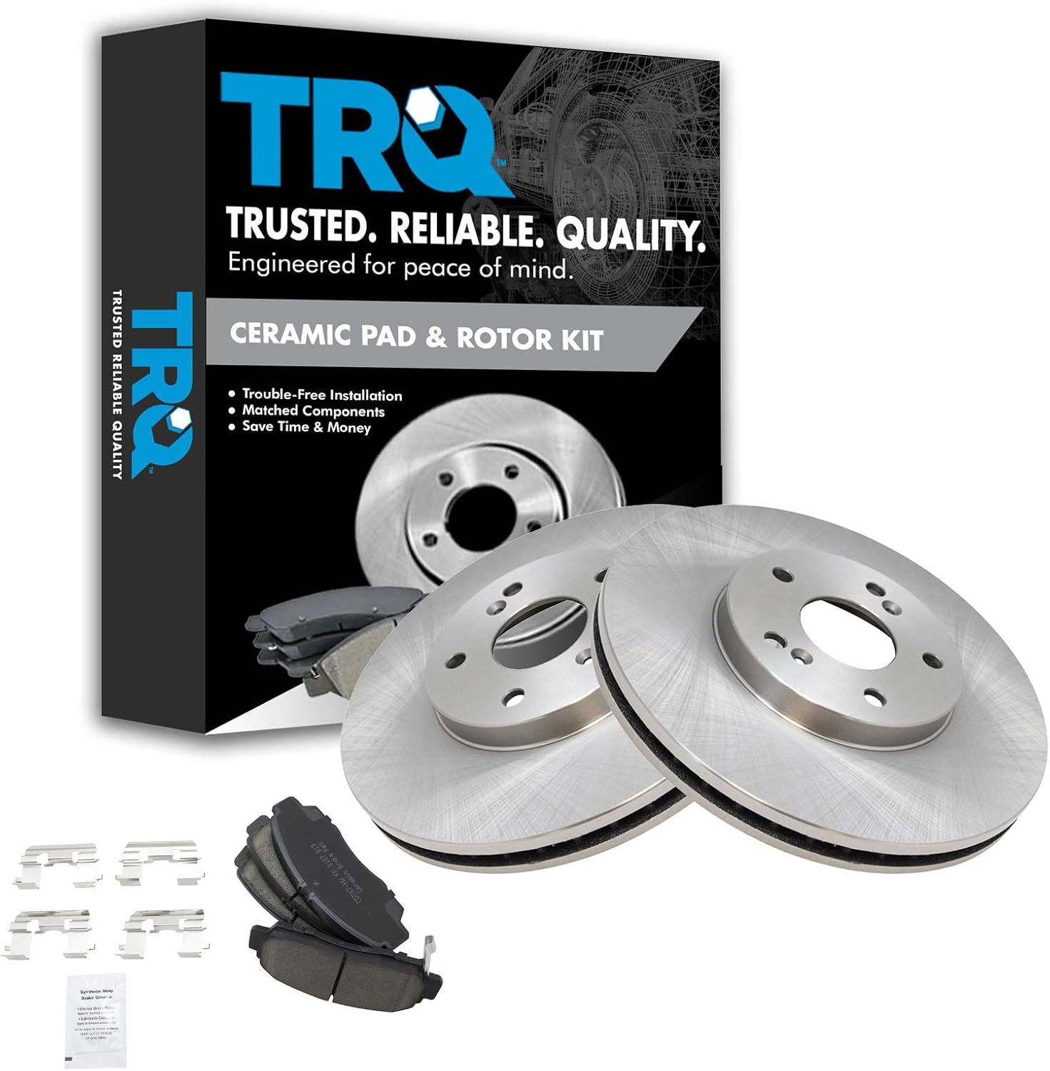 TRQ Front Brake Pad & Rotor Kit Brake Pads Brake Rotor Ceramic Compatible with 2001-2003 Acura CL 1999-2008 TL 2004-2010 TSX 2003-2010 Honda Accord