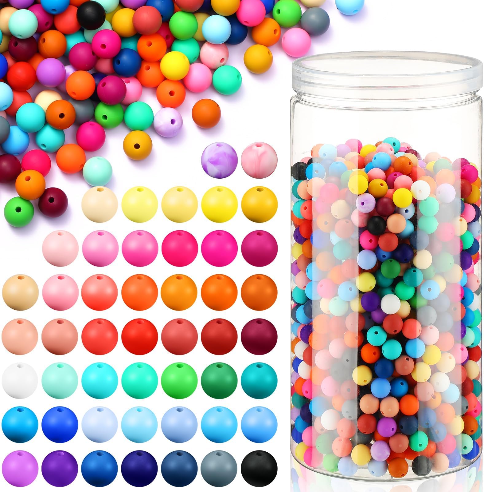 Hotop 1200 Pcs Round Silicone Beads Bulk for Keychain