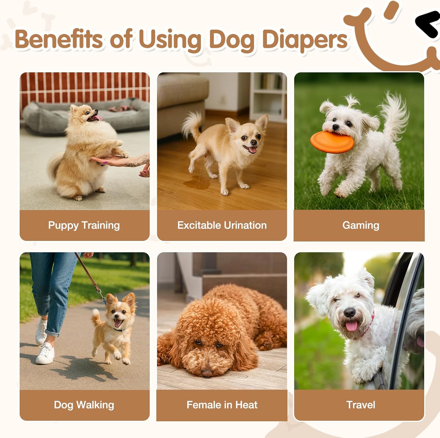 Dog Diapers Female, Pull It Up Disposable Puppy Diapers with 360° Stretchy Waist, Super Absorbent Leak-Proof Doggie Diapers for Playful Dogs, Dog Walking, Gaming(L,60PCS)