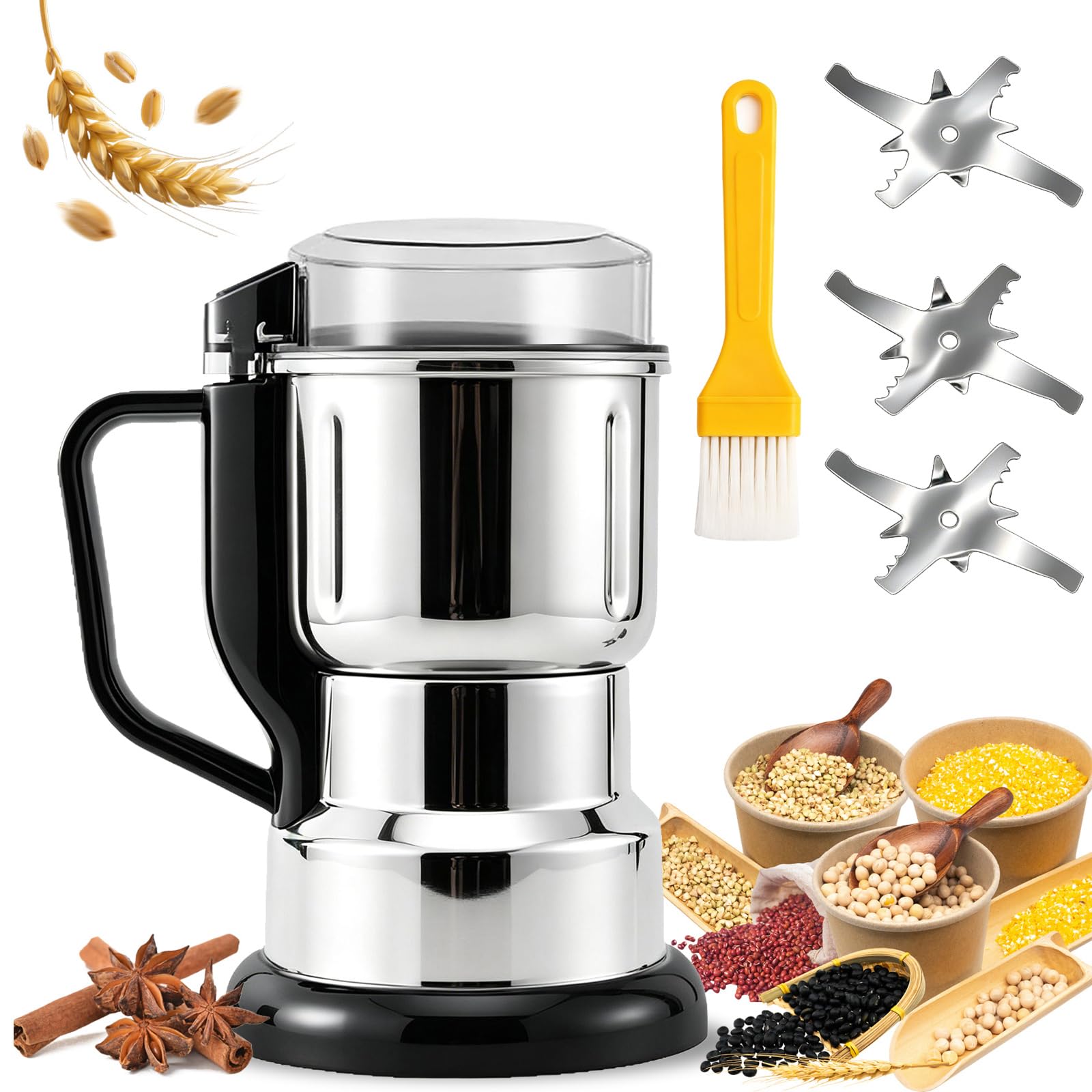 Photo 1 of Electric Grain Mill Grinder - 304 Stainless Steel Spice Grinders Flour Mill Grinder for Home Fit for Grinding Wheat, Corn, Oats, Millet
