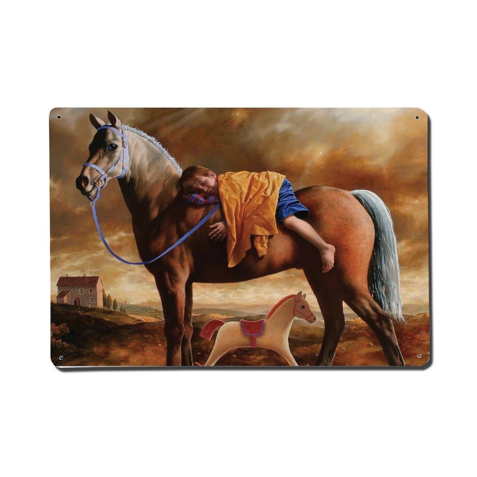 Animal Horses And Baby Metal Tin Sign Plaque Wall Decor for Cafe, Club Bar, Office, Home Garden Metal Poster 8x12Inch