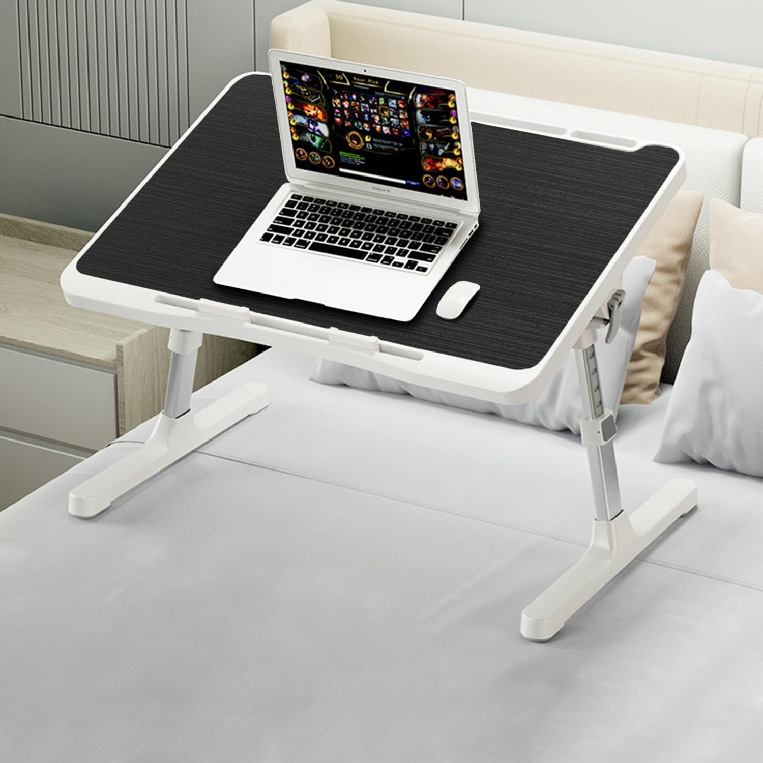 StarAndDaisy Kids Functional Laptop/Bed Table 3-12 Years Boys & Girls/Kids Study Table with Height Adjustable, Bookholder. (N7-Black Study Table)