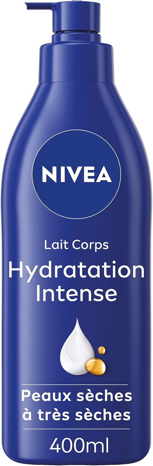 NIVEA Lait corps Hydratation Intense 72H (1 x 400 ml) — Lait Nourrissant à l’Acide Hyaluronique pur & Huile d’Amande Douce — Crème hydratante corps pour peaux sèches à très sèches
