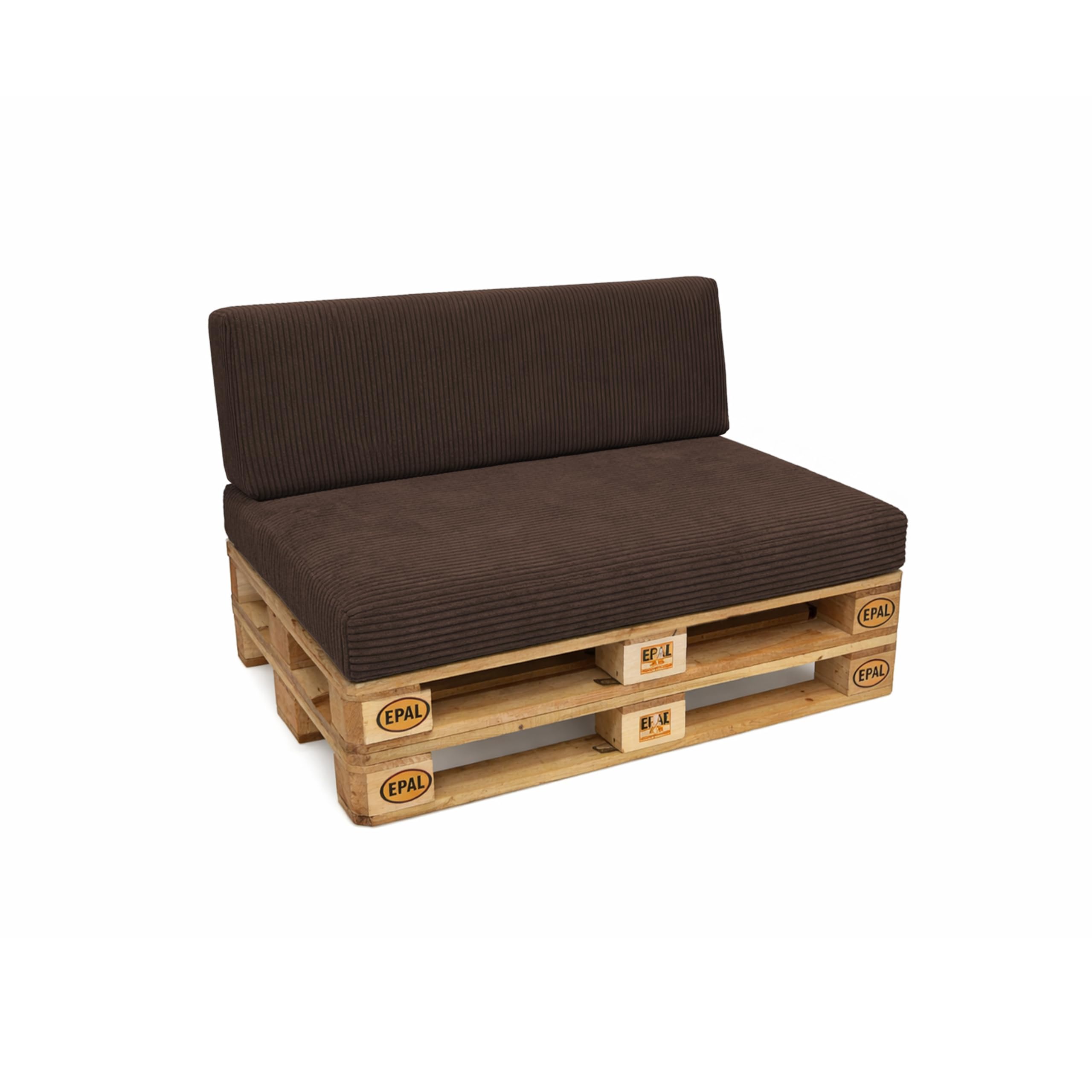 POKAR Set of 2 Corduroy Pallet Cushions | Seat 120x80 cm + Backrest 120x40 cm | Removable Covers | Garden Sofa and Patio Furniture Cushions | Oeko-Tex 100 Certified | Made in Europe | Brown