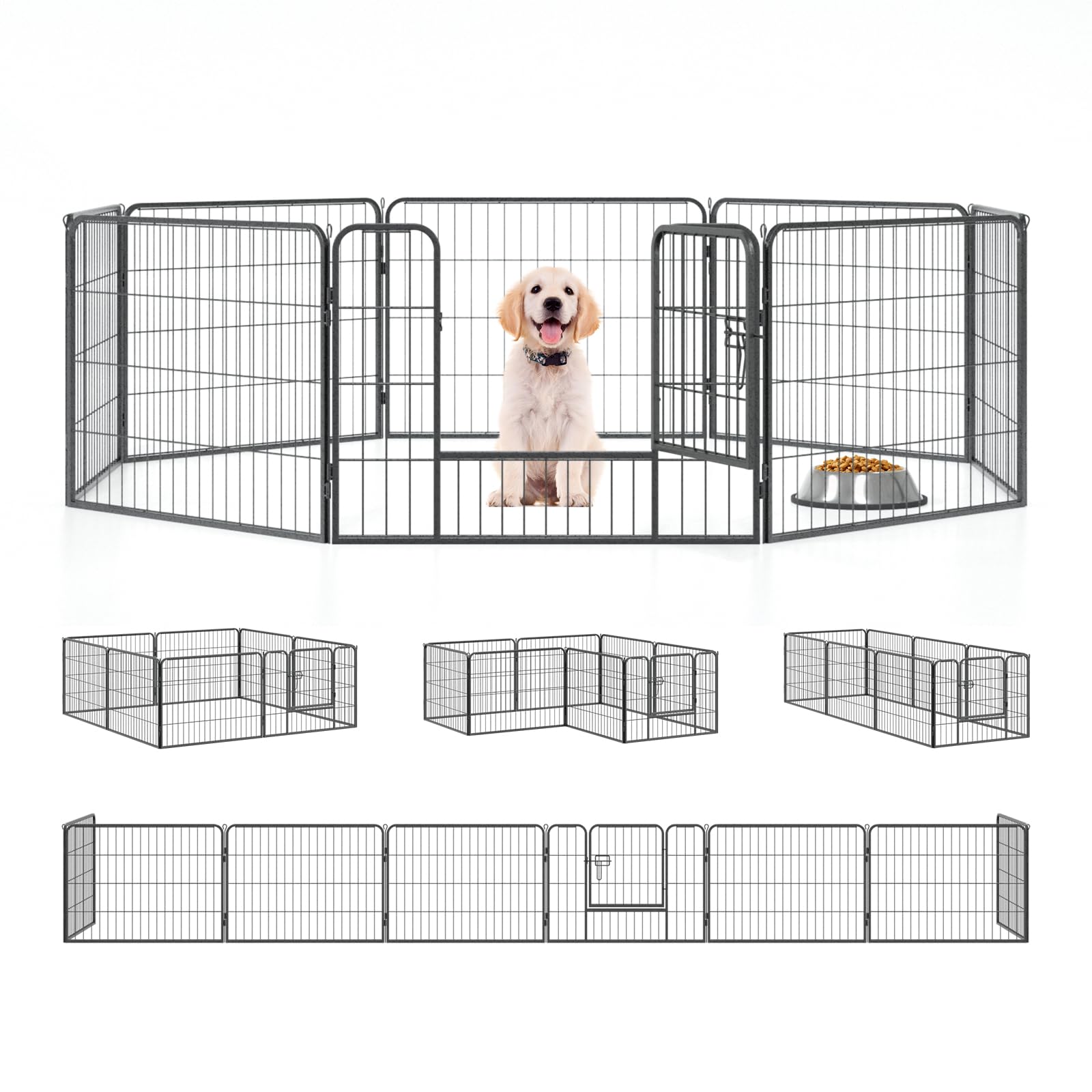 QianRuiDa Vallas para Perros 8 Vallas 80 x 60cm Plegable Valla para Perros Parque para Perros Parque para Mascotas Interior y Exterior