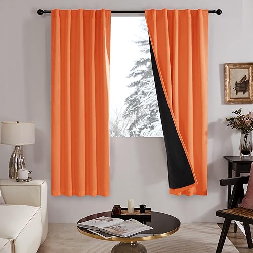 Deconovo Cortinas para sala de estar, opacas, con forro, aislamiento térmico y resistentes, insonorizadas, para interiores y exteriores, 42 pulgadas