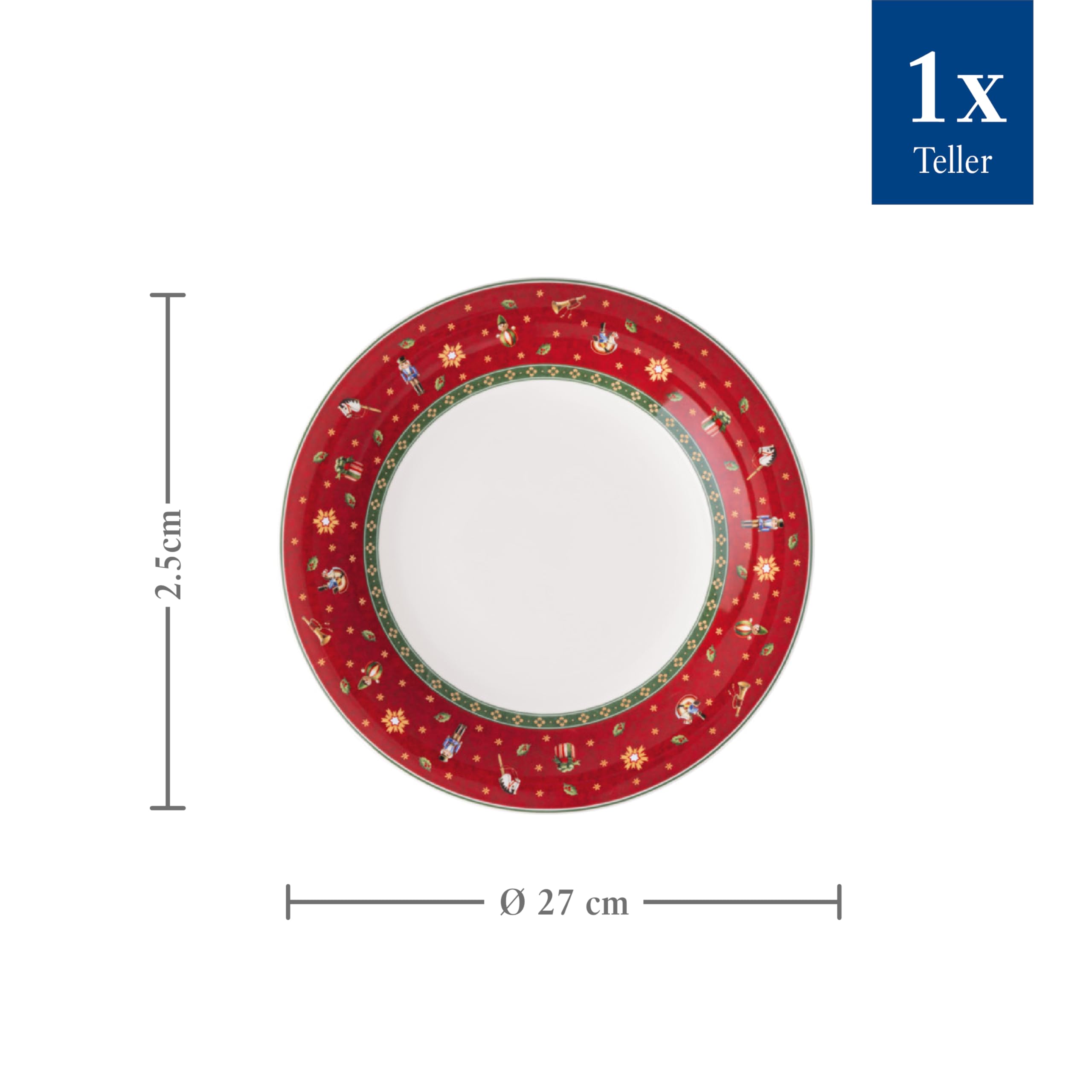Villeroy & Boch – Toy's Delight Specials talerz płaski, duży talerz z motywem bożonarodzeniowym, talerz porcelanowy, naczynie świąteczne, można myć w zmywarce, można używać w kuchence mikrofalowej