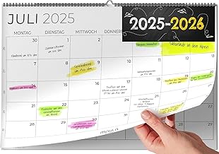 Calendrier mural 2026 A4 – Planificateur annuel mensuel 18 mois de juillet 2025 à décembre 2026 – Aperçu mensuel calendrier pour bureau, école, famille, maison, calendrier familial, organisation