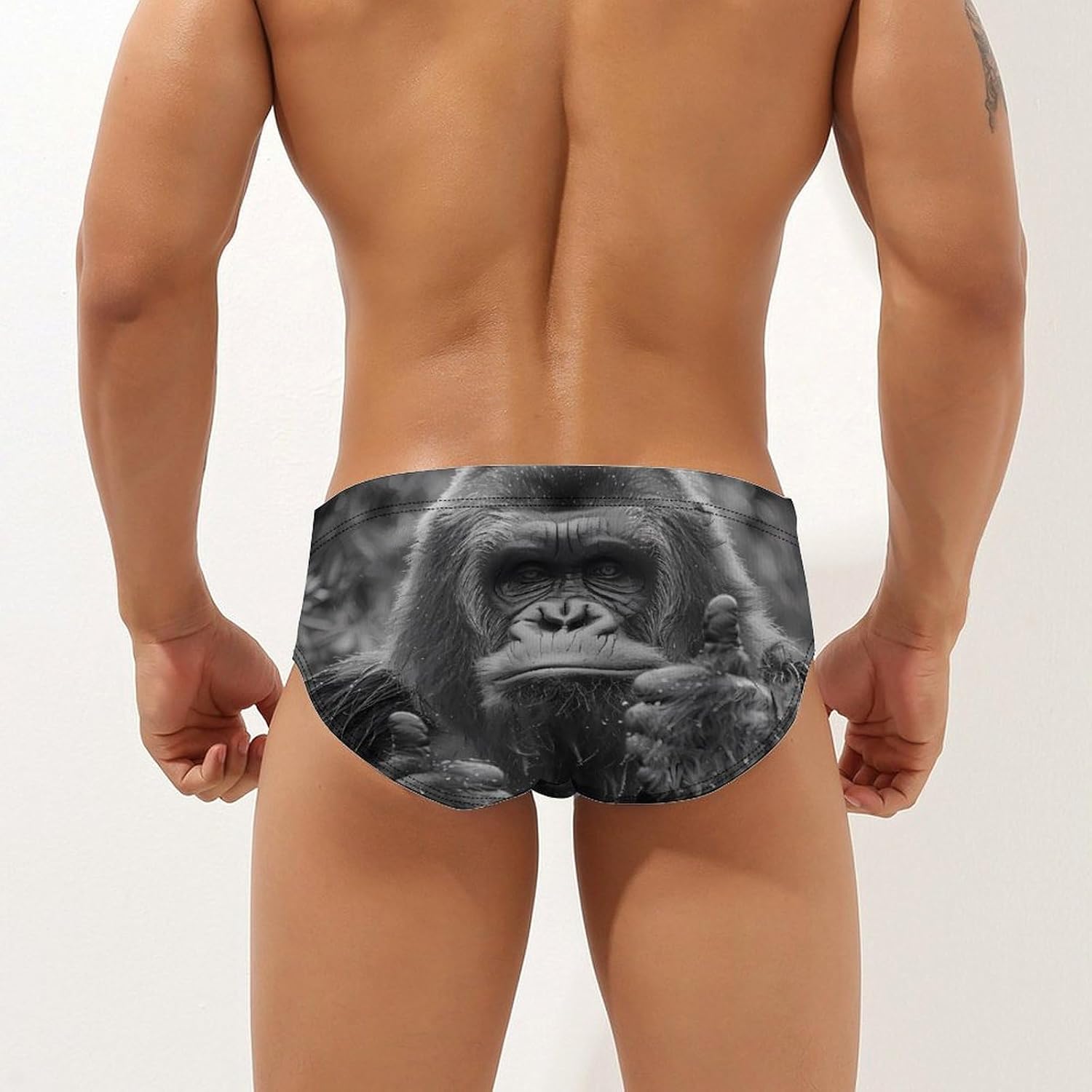 Bigfoot Sasquatch Men’s Swim Briefs Triangle Swimming Trunks Bikini Surf Swimsuit M