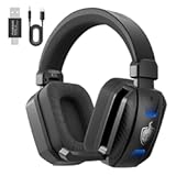 PHOINIKAS Wireless Gaming Headset for PS5&comma; PS4&comma; PC&comma; Ultra Stable 2&period;4GHz USB & Type-C&comma; Bluetooth 5&period;3 Gaming Headphones with Mic&comma; 7&period;1 Stereo Sound&comma; 30&plus;Hr Battery Gamer Headsets for Switch&comma; Xbox -Black
