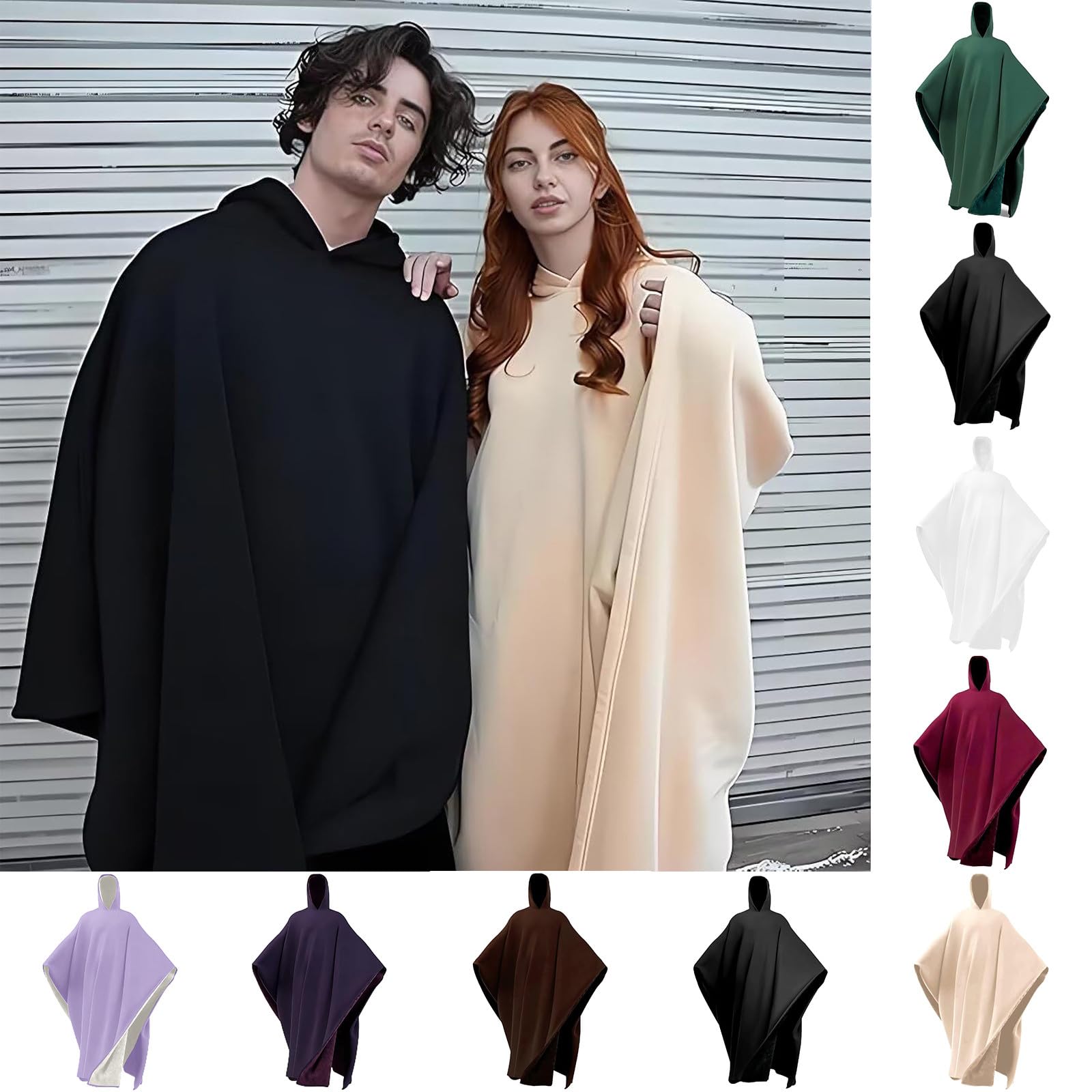 Cape-Couverture Oversize, Capuche Lestée, Coupe Ample Unisexe, Sweat à Capuche Arcane pour Hommes et Femmes, Poncho-Couverture Confortable à Porter