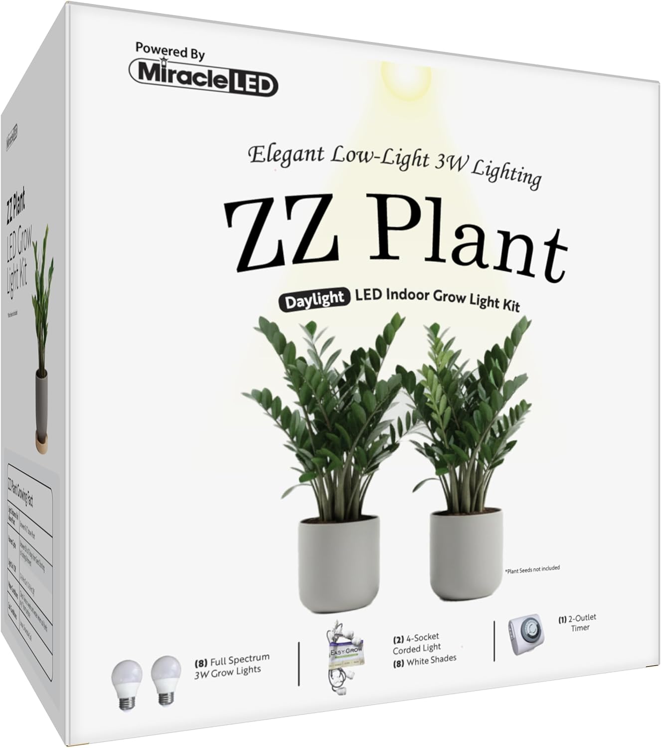 Miracle LED Elegant Low-Light ZZ Plant Grow Light Kit 4-Socket Full Spectrum (2- Pack)