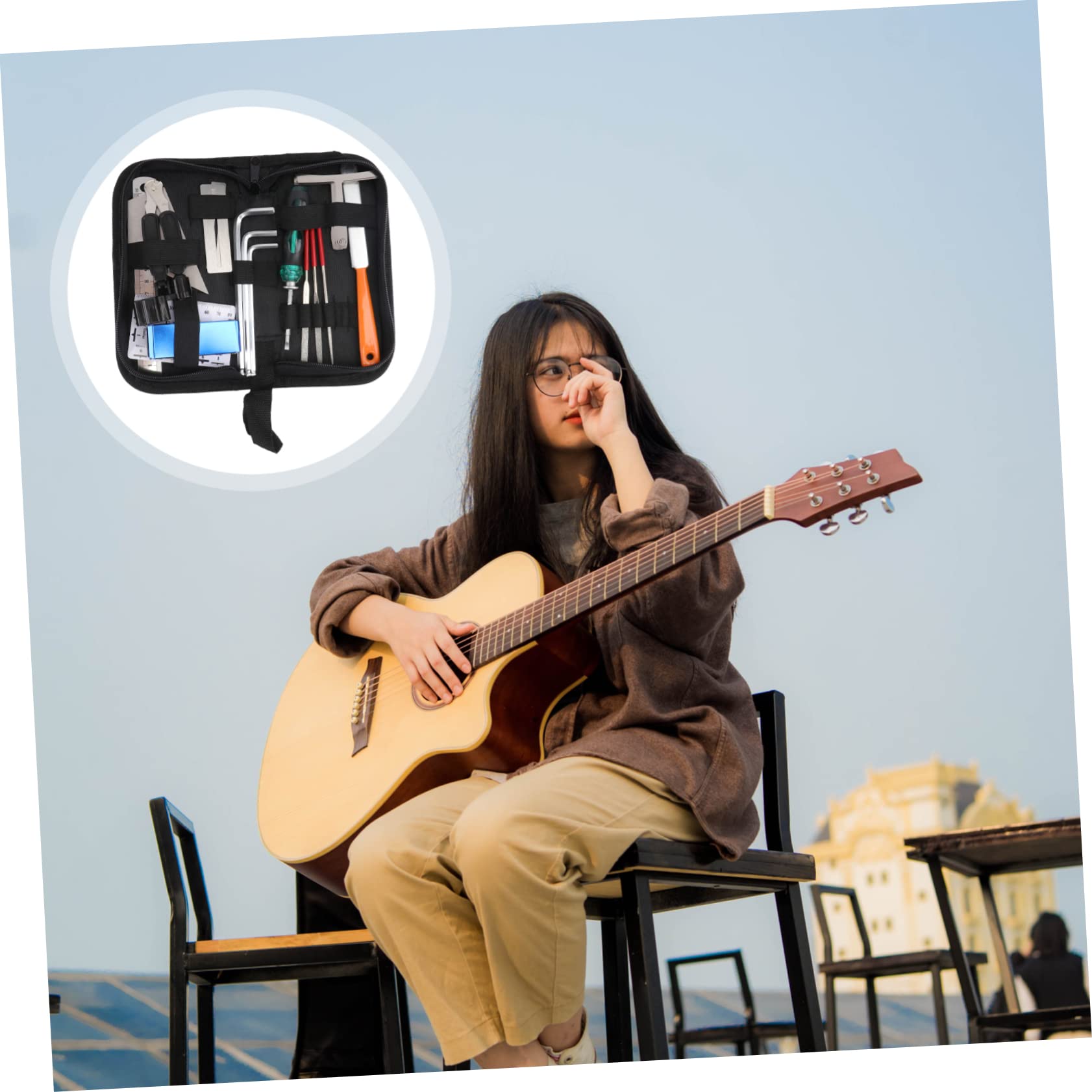 VICASKY Strumento per Pulizia della Chitarra Strumenti per Manutenzione della Chitarra Borsa per Riporre Strumenti