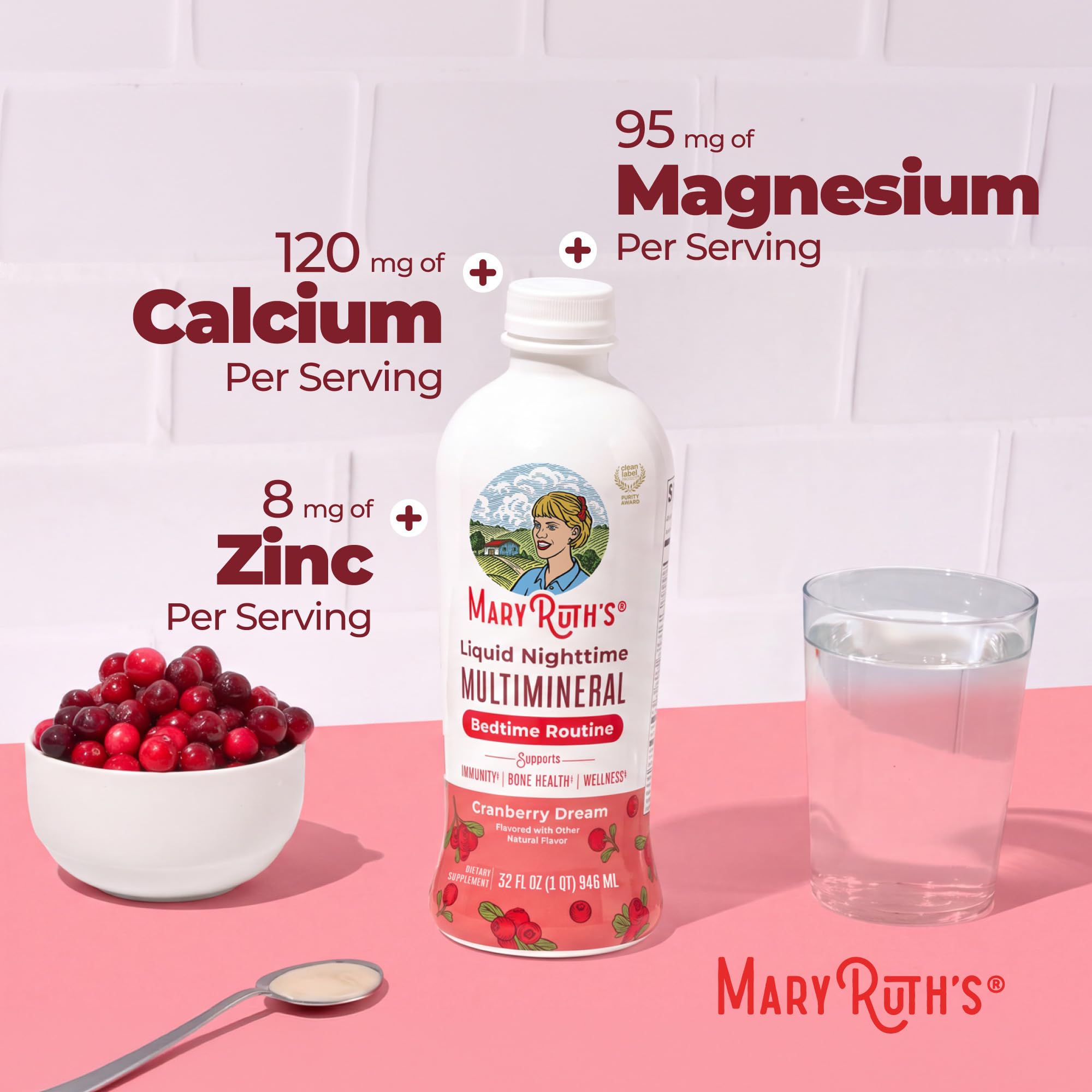 MaryRuth's Liquid Nighttime Multimineral, NO Melatonin, Cranberry, 32oz — Amazon image 7