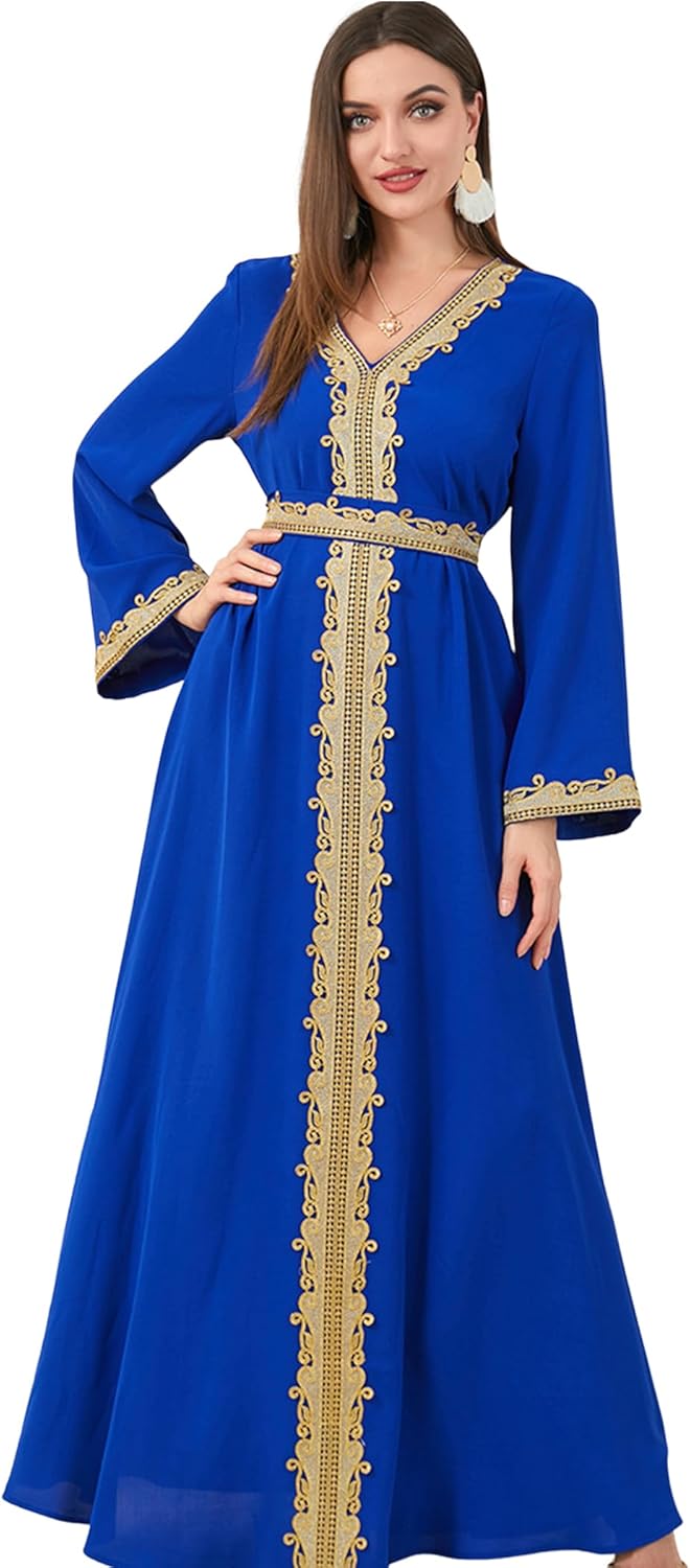 FYMNSI Women Muslim Abaya Dress Islamic Dubai Modest Lace Belted Dress Abayas Kaftan Eid Prayer Clothes Arabian Maxi Robe