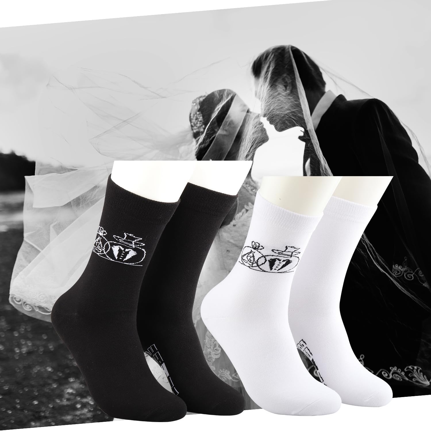 MBMSO Couples Socks Set Newlyweds Gift Socks Hubby and Wifey Est. 2025 Wedding Gift for Bride and Groom Socks Engagement Gift - Image 6