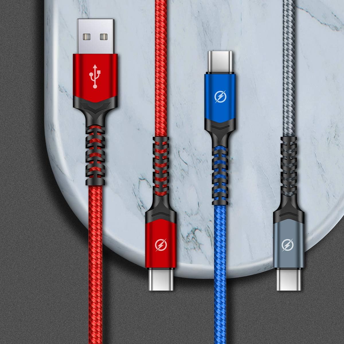 USB to Type C Cable Charger USB C Fast Charger Charge Cord [3Pack-6FT] Compatible Samsung Galaxy S9 S8 Note 9 Note 8 Plus and More Fast Charger Cord