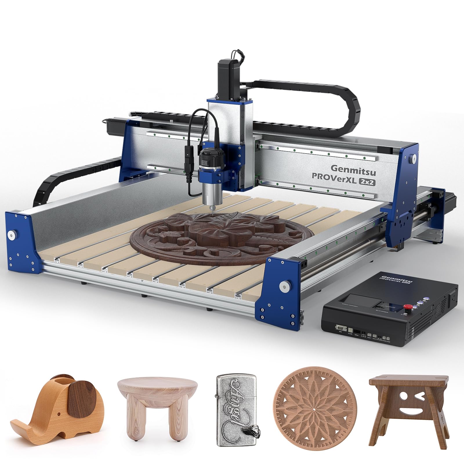 Genmitsu PROVerXL 2X2 CNC-Fräsmaschine, 679 x 679 x 113 mm Arbeitsbereich, Motoren mit geschlossenem Regelkreis, GRBL-Steuerung, 710-W-Spindel, WLAN- und APP-Unterstützung