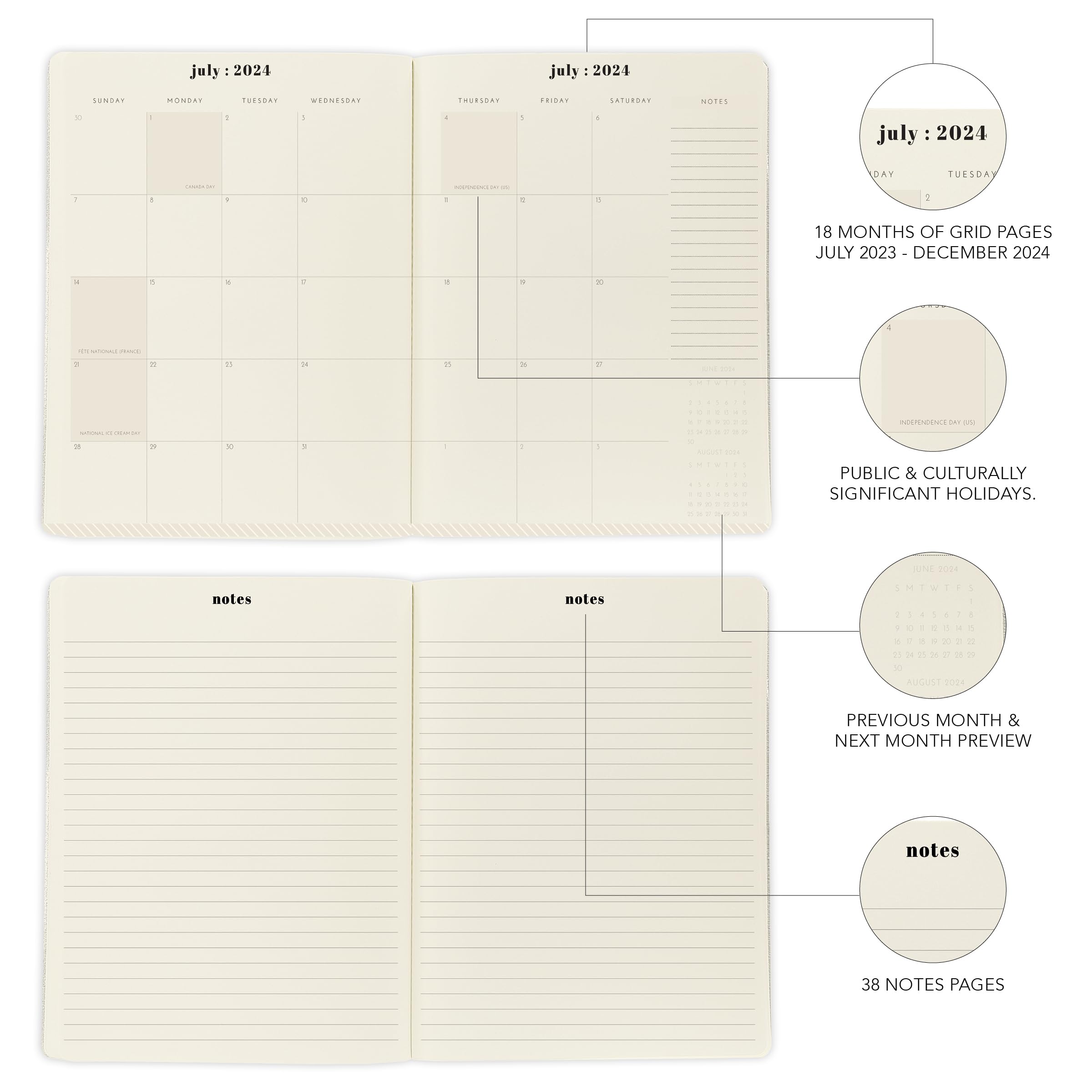 Graphique 2025 Monthly Planner - July 2024 To Dec 2025, 8x10 Inch, 18-Month Calendar With Notes Pages